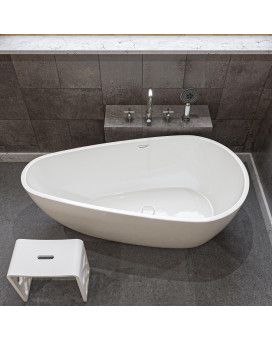 ALFI brand AB8861 59 inch White Oval Acrylic Free Standing Soaking Bathtub