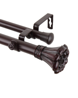 Rod Desyne Blossom Double Curtain Rod 66 By 120Inch Mahogany