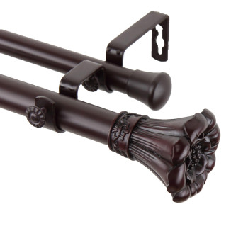 Rod Desyne Blossom Double Curtain Rod 66 By 120Inch Mahogany