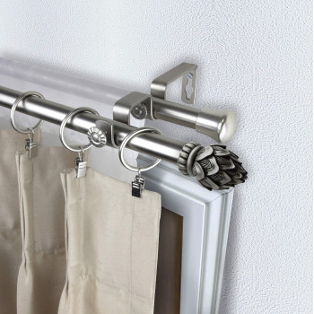 Rod Desyne Bud Double Curtain Rod 120 By 170Inch Satin Nickel