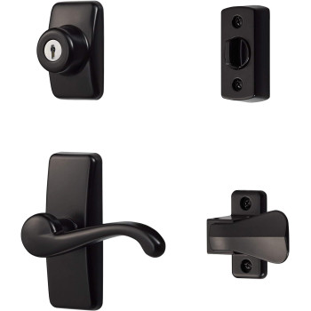 Ideal Security Handle Set With Latch And Keyed Deadbolt Screen Door Handle Storm Door Handle Black