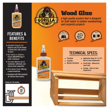 Gorilla Wood Glue 4 Ounce Bottle Natural Wood Color Pack Of 1