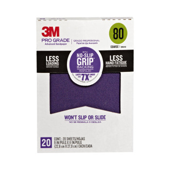 3M Advanced Sandpaper 20 Sheets 80 Grit 3M Pro Grade Precision Features Noslip Grip Backing 9In X 11In For Sanding Wood