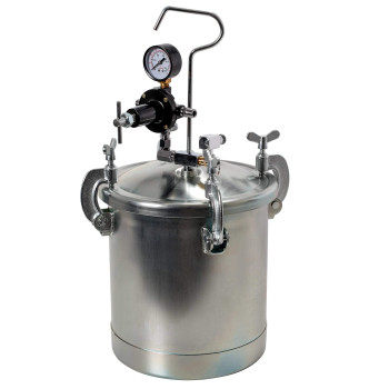 Tcp Global 212 Gallon 10 Liter Pressure Pot Paint Tank Heavy Duty Solid Steel Clamp On Lid Regulator Pressure Gauge