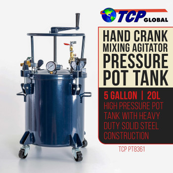 Tcp Global 5 Gallon 20 Liter Pressure Spray Pot Paint Tank Heavy Duty Solid Steel Clamp On Lid With Manual Mixing Agitator