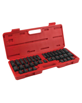 Performance Tool M796 36Piece Socket Set Drop Forged Chrome Vanadium Steel With Sae Metric Deep And Standard Sizes In Stora