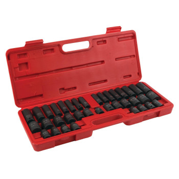 Performance Tool M796 36Piece Socket Set Drop Forged Chrome Vanadium Steel With Sae Metric Deep And Standard Sizes In Stora