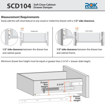 2Pack Rok Hardware Soft Close For Wood Drawerssoft Close Drawer Adapteraddonretrofit White Scd104W