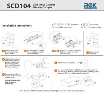 2Pack Rok Hardware Soft Close For Wood Drawerssoft Close Drawer Adapteraddonretrofit White Scd104W