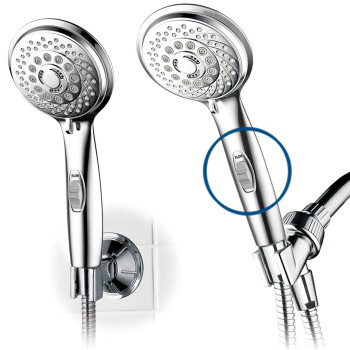 Hotelspa 7Setting Aquacare Series Spiral Handheld Shower Head Luxury Convenience Package With Pause Switch Extralong Hose Plu