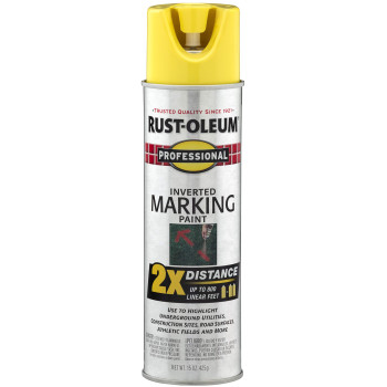 Rustoleum 266577 Professional 2X Distance Inverted Marking Spray Paint 15 Oz High Visibility Yellow