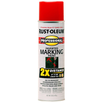 Rustoleum 266591 Professional 2X Distance Inverted Marking Spray Paint 15 Oz Safety Red