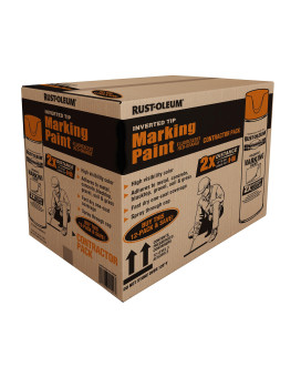 Rustoleum 266599 Professional 2X Distance Inverted Marking Spray Paint 15 Oz Fluorescent Redorange Contractor 12 Pack