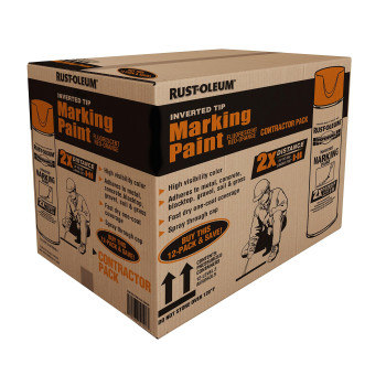 Rustoleum 266599 Professional 2X Distance Inverted Marking Spray Paint 15 Oz Fluorescent Redorange Contractor 12 Pack