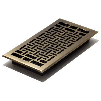 Decor Grates Ajh612A Oriental Floor Register 6X12 Inches Antique Brass Finish