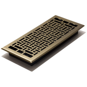 Decor Grates Ajh614A Oriental Floor Register 6X14 Inches Antique Brass Finish