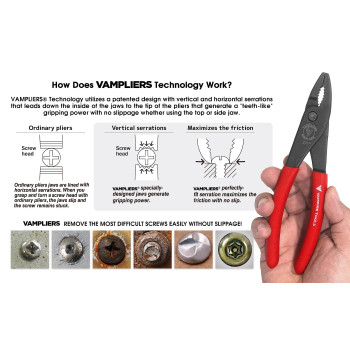 Vampliers 7 Screw Extractor Slip Joint Pliers Premium Crv Steel Made In Japan Vertically Serrated Jaws To Grip And Remove A