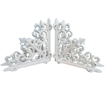 Cast Iron Shelf Brackets Braces White Small 55 X 55 Inch Rustic Antique Style Set Of 4