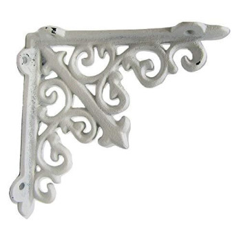 Cast Iron Shelf Brackets Braces White Small 55 X 55 Inch Rustic Antique Style Set Of 4