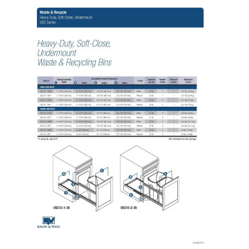 Knape Vogt Usc15235Pt Incabinet Soft Close Pull Out Trash Can Polymer 35 Quart Bins 1919 By 1481 By 2244Inch Platin