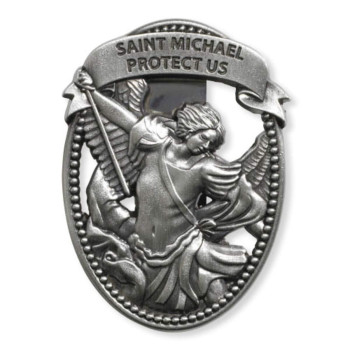 Sacred Traditions Silver Tone Zinc Alloy Archangel St Michael Protect Us Visor Clip 2 14 Inch