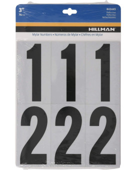 Hillman 843445 Reflective Adhesive Mailbox Number Pack 3 Black And White