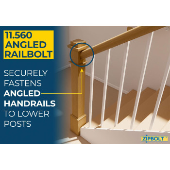 Zipbolt 11560 Angled Railbolt Angled Staircase Handrail To Newel Post Connector For Lower Connection Residential And Commerc