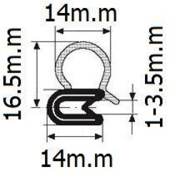 Door Rubber Seal Fits Gap 027 To 05 Inch 712Mm Length 20 Feet 610 Meter