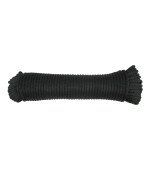 14 Inch Black Dacron Polyester Rope 100 Foot Hank Solid Braid Industrial Grade High Uv And Abrasion Resistance Low St