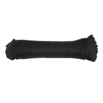 14 Inch Black Dacron Polyester Rope 100 Foot Hank Solid Braid Industrial Grade High Uv And Abrasion Resistance Low St