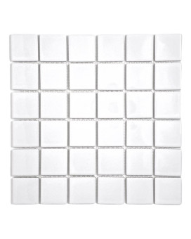 Tenedos Premium Quality 2 Exact Size 11516 In White Porcelain Square Mosaic Tile Shiny Look Designed In Italy 12X12 For