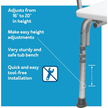 Carex Bathtub Transfer Bench Shower Bench And Bath Bench With Height Adjustable Legs Convertible To Right Or Left Hand Entry