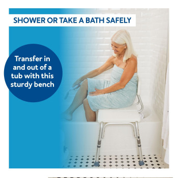 Carex Bathtub Transfer Bench Shower Bench And Bath Bench With Height Adjustable Legs Convertible To Right Or Left Hand Entry