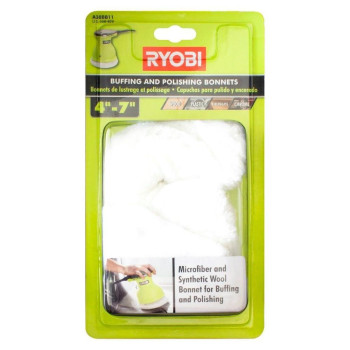 Ryobi A38Bb11 47 Inch Microfiber And Synthetic Fleece Buffing And Polishing Bonnet Set For Wood Fiberglass Or Chrome 2 Pack