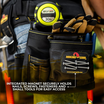 Magnogrip 20Pocket Builders Tool Rig With Integrated Magnetic Storage Durable 1680D Ballistic Polyester Tool Belt Suspenders