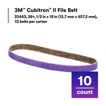 3M Cubitron Ii File Belt 33445 60 Grit 12 In X 18 In Pack Of 10 File Belts Resin Bonded Spot Weld Removal