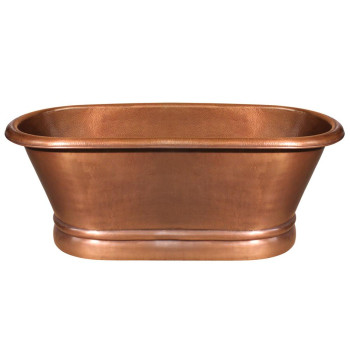 Bathhaus Copper Freestanding Handmade Double Ended Bathtub with Hammered Exterior, Lightly Hammered Interior and No Overflow