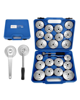 Betooll 23Pcs Aluminum Alloy Cup Type Oil Filter Cap Wrench Socket Removal Tool Set 12 Dr With A Storage Case