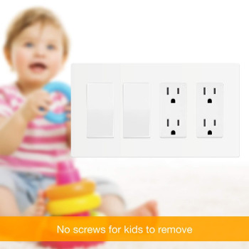 Enerlites Si8834Wsticker Screwless Decorator Wall Plates Child Safe Outlet Covers Size 4Gang 468 H X 830 L Unbreak