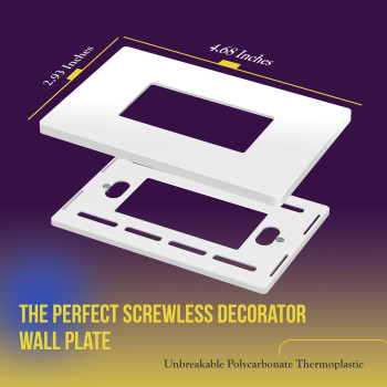 Enerlites Screwless Decorator Wall Plate Child Safe Outlet Cover Size 1Gang 468 H X 293 L Polycarbonate Thermoplastic