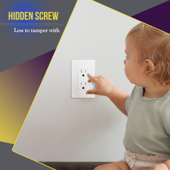 Enerlites Screwless Decorator Wall Plate Child Safe Outlet Cover Size 1Gang 468 H X 293 L Polycarbonate Thermoplastic