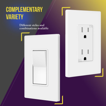 Enerlites Screwless Decorator Wall Plate Child Safe Outlet Cover Size 1Gang 468 H X 293 L Polycarbonate Thermoplastic