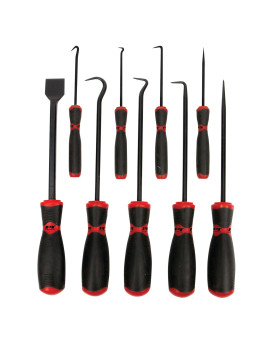 Performance Tool W948 9Piece Hookpickscraper Set Blackred