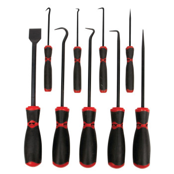 Performance Tool W948 9Piece Hookpickscraper Set Blackred