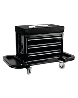 Performance Tool W85025 3Drawer Rolling Tool Chest Seat With Magnetic Side Trays Black