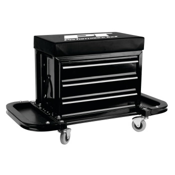 Performance Tool W85025 3Drawer Rolling Tool Chest Seat With Magnetic Side Trays Black