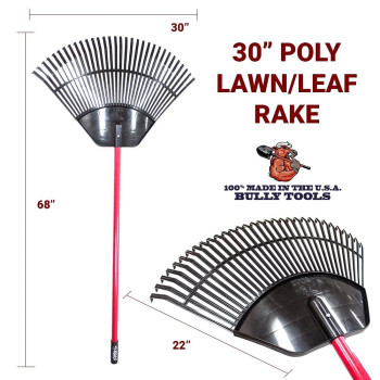 Bully Tools 92630 Poly Lawn And Leaf Rake With Fiberglass Handle 31Inch