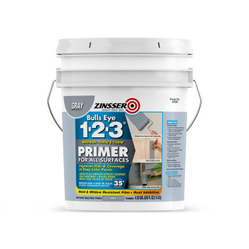 Zinsser 285090 Bulls Eye 123 Waterbase Primer 5 Gallon Gray