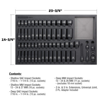 Powerbuilt 949012 Imact 63Pc 12 Dr Master Impact Socket Set