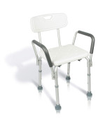 Vive Shower Chair With Arms Back Small Narrow Medical Universal Bath Tub Transfer Bench Safe Adjustable Handicap Stool